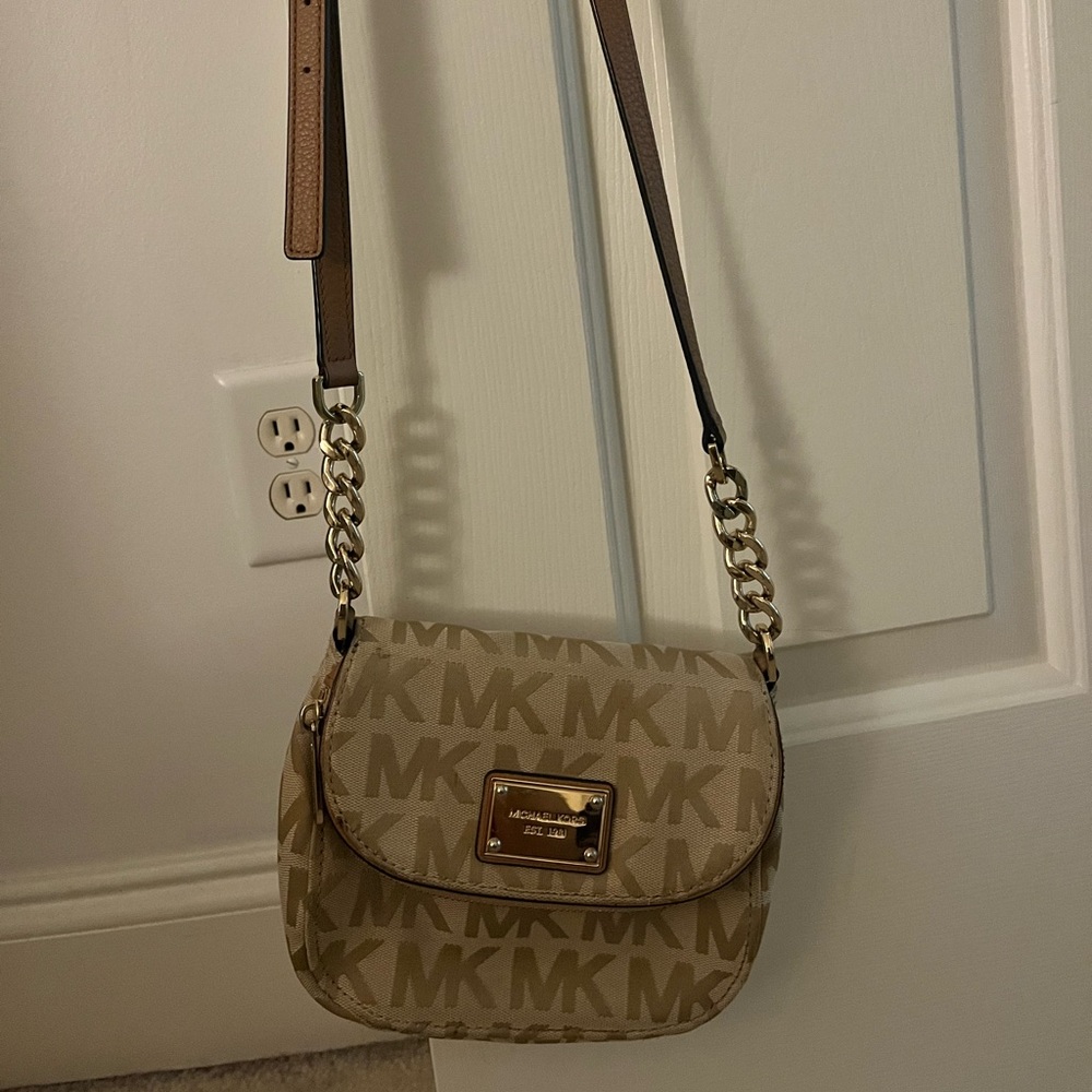 Michael Kors Beige and Brown Crossbody Bag